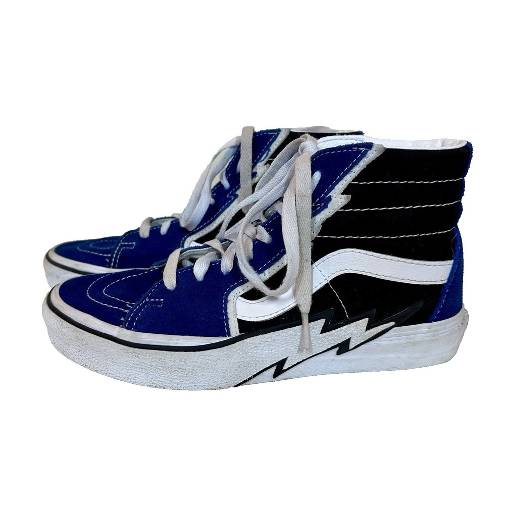 Vans Sk8-Hi Lightning Bolt Blue Black White Mens Size 6.5 Womens Size 8